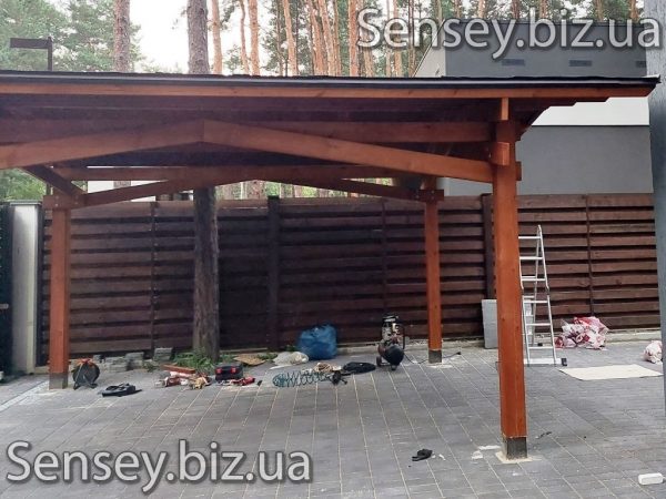 Дерев'яний навіс для авто — изображение 6